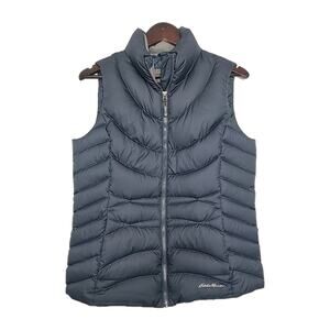Eddie Bauer Womens EB 650 Goose Down Puffer Vest Jacket Pockets Navy Blue Medium
